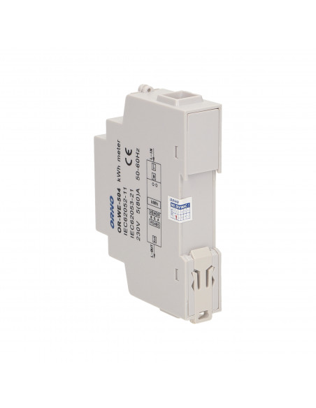 1-fazowy wskaźnik zużycia energii elektrycznej, 80A, port RS-485, 1 moduł, DIN TH-35mm