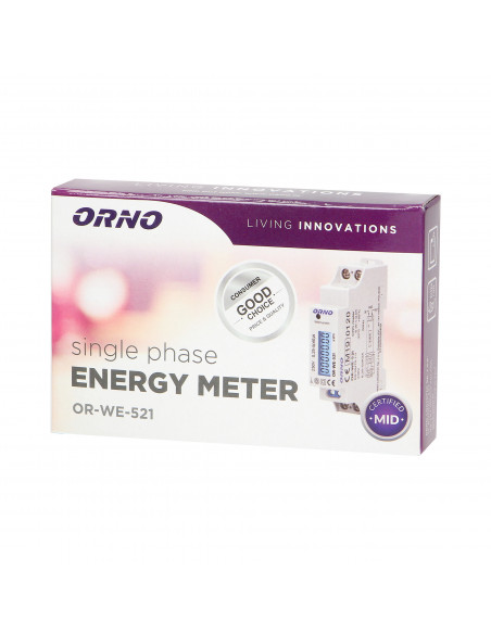 1-fazowy licznik energii elektrycznej, 40A, MID, wyjście impulsowe, podświetlenie, 1 moduł, DIN TH-35mm