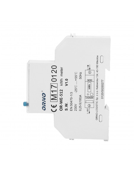 1-fazowy licznik energii elektrycznej, 100A, MID, 1 moduł, DIN TH-35mm