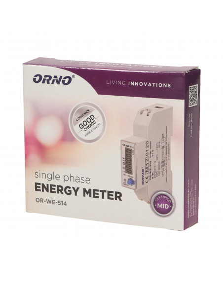 1-fazowy licznik energii elektrycznej, 100A, port RS-485, MID, 1 moduł, DIN TH-35mm