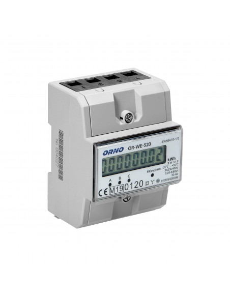 3-fazowy licznik energii elektrycznej, 80A, MID, 3 moduły, DIN TH-35mm