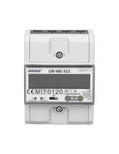 3-fazowy licznik energii elektrycznej, 80A, MID, 3 moduły, DIN TH-35mm