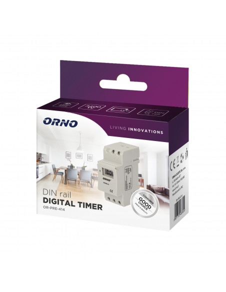 Elektroniczny programator czasowy, 16 programów, 2 moduły, DIN TH-35mm