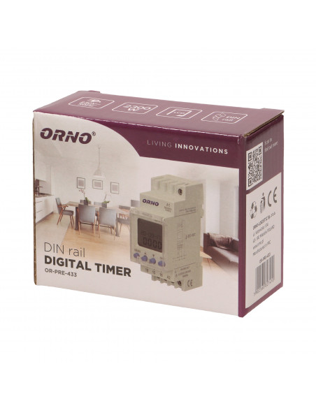 Elektroniczny programator czasowy, 52 programy, 3 języki menu, 2 moduły, DIN TH-35mm