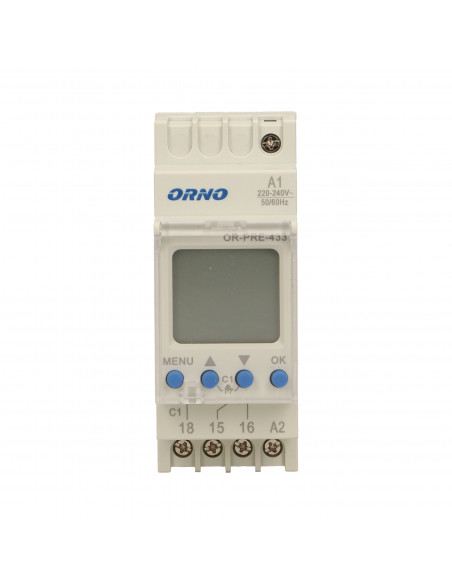 Elektroniczny programator czasowy, 52 programy, 3 języki menu, 2 moduły, DIN TH-35mm