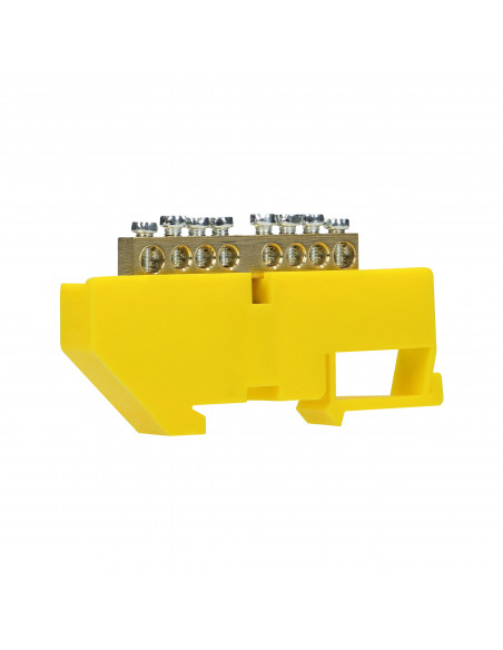 Listwa zaciskowa PE, na szynę TH35, 8 przewodów, żółta