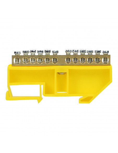 Listwa zaciskowa PE, na szynę TH35, 12 przewodów, żółta