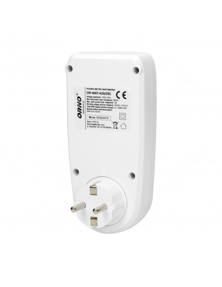 Watomierz, kalkulator energii z wyświetlaczem LCD, wersja schuko