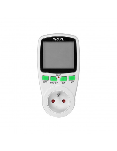 Jednotaryfowy watomierz, kalkulator energii z wyświetlaczem LCD, jedna taryfa, wbudowany akumulator