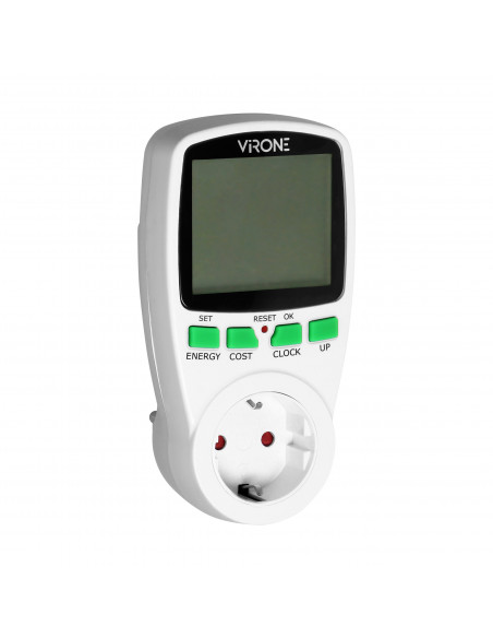  Dwutaryfowy watomierz, kalkulator energii z wyświetlaczem LCD, 2 oddzielne taryfy, wewnętrzny akumulator, wersja...