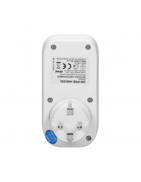 Programator czasowy mechaniczny z czujnikiem zmierzchu, Schuko, 16A/230A, zewnętrzny, IP44