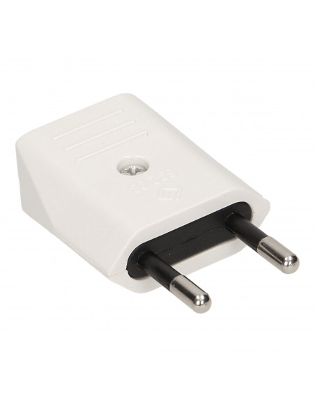 Wtyczka płaska bez uziemienia, 10A, biała