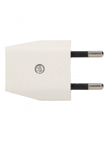 Wtyczka płaska bez uziemienia, 10A, biała