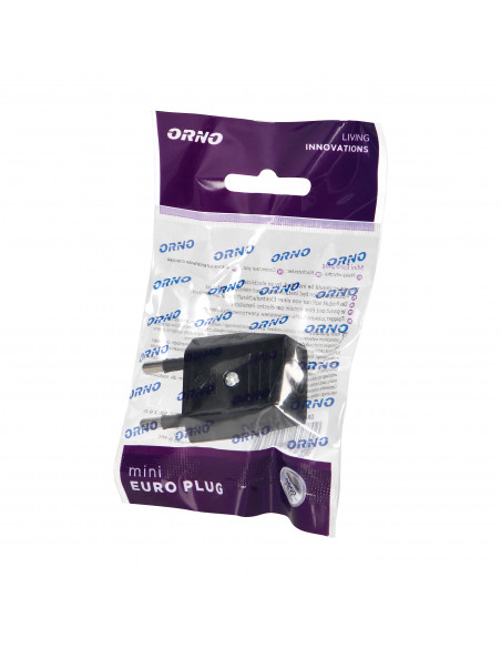 Czarna płaska wtyczka bez uziemienia, 2,5A, 250V