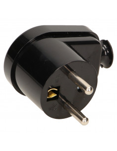 Wtyczka kątowa 2P+Z, czarna 2