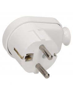 Wtyczka kątowa 2P+Z, biała 2