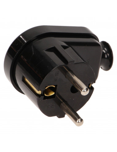Wtyczka kątowa 2P+Z Schuko, czarna