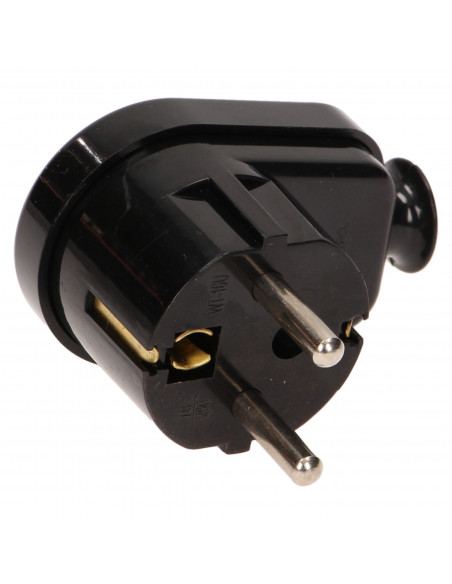 Wtyczka kątowa 2P+Z Schuko, czarna