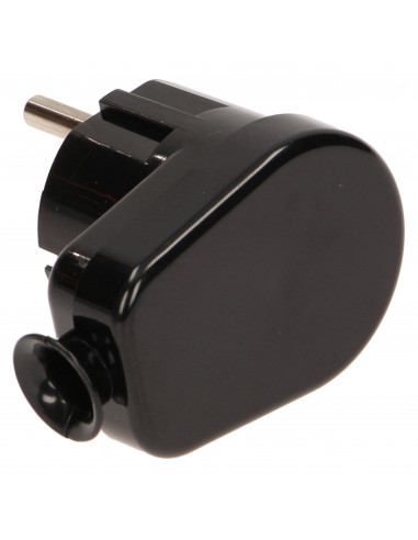 Wtyczka kątowa 2P+Z Schuko, czarna
