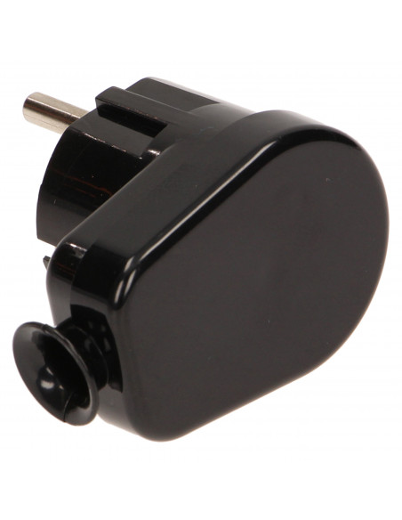 Wtyczka kątowa 2P+Z Schuko, czarna