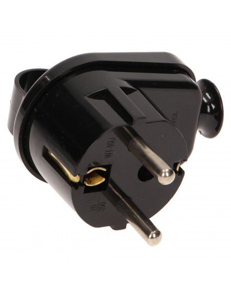 Wtyczka kątowa 2P+Z Schuko z uchwytem, czarna