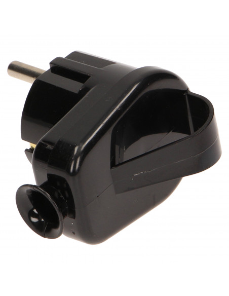 Wtyczka kątowa 2P+Z Schuko z uchwytem, czarna