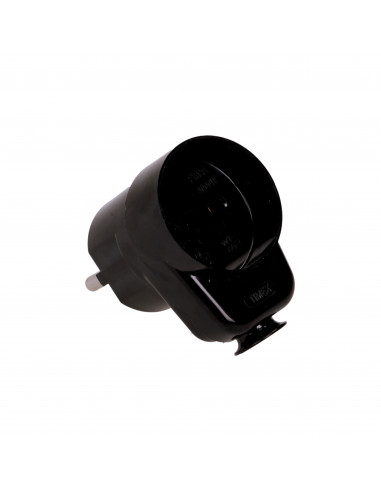 Wtyczka kątowa 2P z gniazdem, czarna
