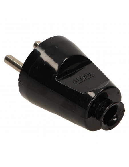 Wtyczka prosta 2P+Z, czarna