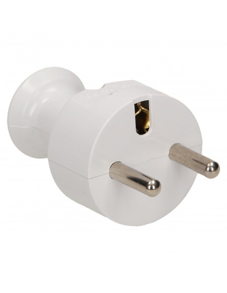 Wtyczka prosta 2P+Z, biała