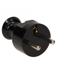 Wtyczka prosta 2P+Z, czarna 2