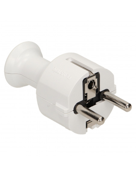 Wtyczka prosta 2P+Z, biała