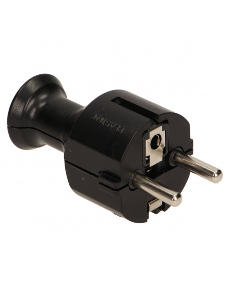 Wtyczka prosta 2P+Z Schuko, czarna