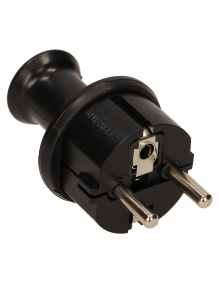 Wtyczka prosta 2P+Z Schuko, IP44, czarna