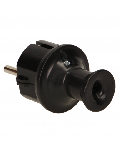 Wtyczka prosta 2P+Z Schuko, IP44, czarna