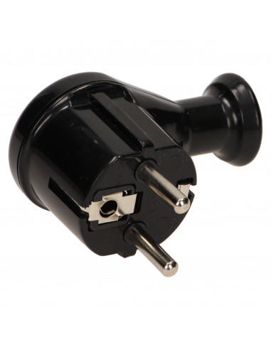 Wtyczka kątowa 2P+Z Schuko, czarna