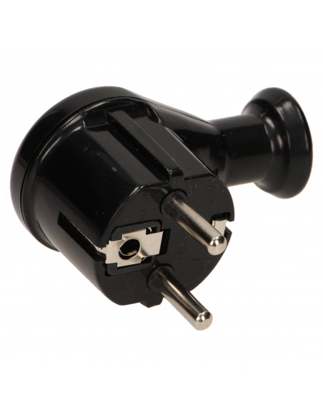 Wtyczka kątowa 2P+Z Schuko, czarna