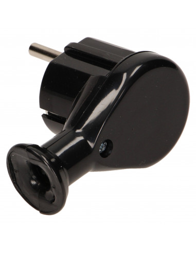 Wtyczka kątowa 2P+Z Schuko, czarna