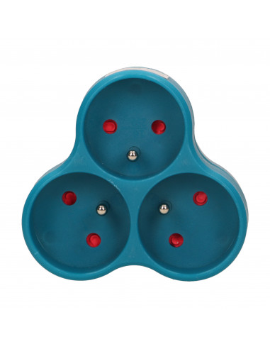 Rozgałęźnik 3x2P+Z, turkusowy