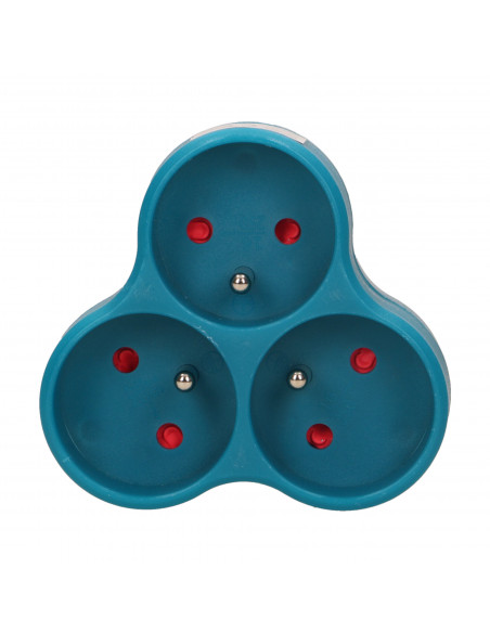 Rozgałęźnik 3x2P+Z, turkusowy