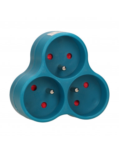 Rozgałęźnik 3x2P+Z, turkusowy