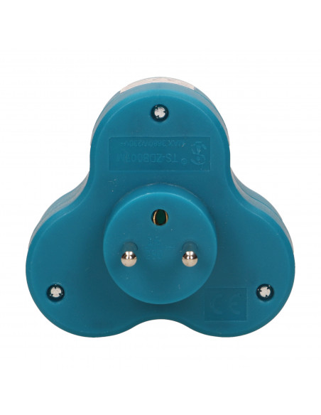 Rozgałęźnik 3x2P+Z, turkusowy