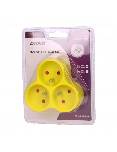 Rozgałęźnik 3x2P+Z, limonkowy