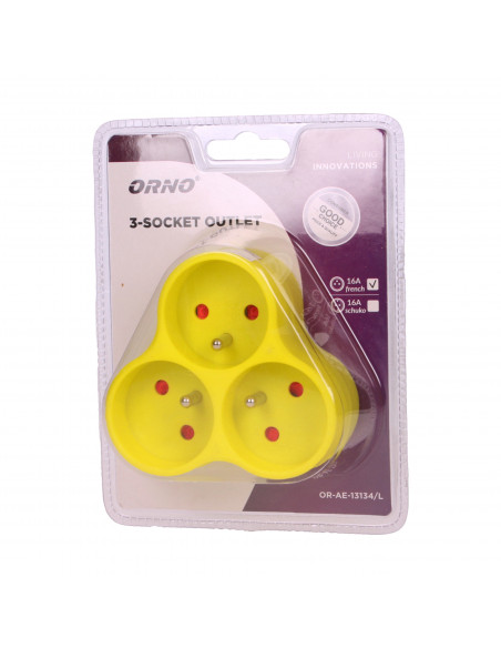 Rozgałęźnik 3x2P+Z, limonkowy