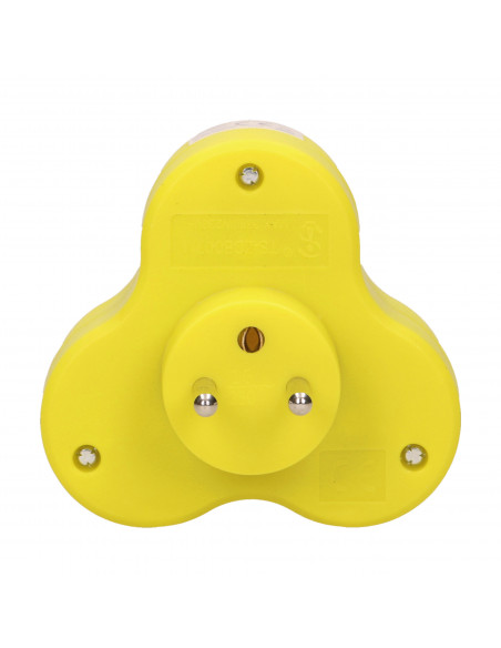 Rozgałęźnik 3x2P+Z, limonkowy