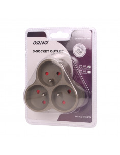 Rozgałęźnik 3x2P+Z, szary 2