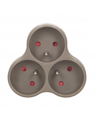 Rozgałęźnik 3x2P+Z, szary