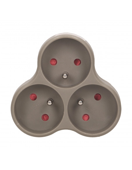 Rozgałęźnik 3x2P+Z, szary