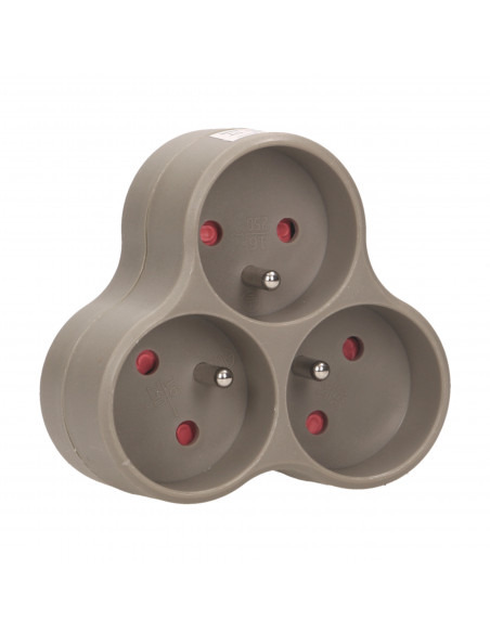 Rozgałęźnik 3x2P+Z, szary