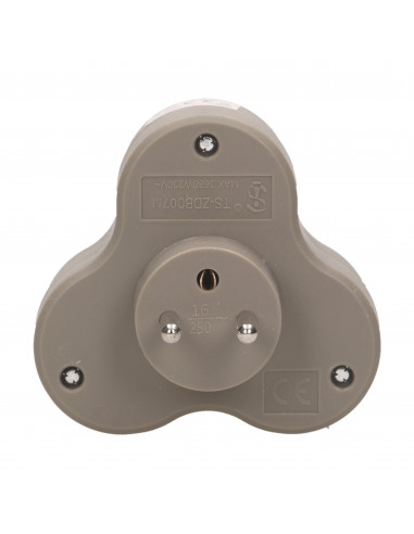 Rozgałęźnik 3x2P+Z, szary