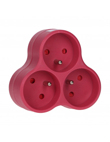 Rozgałęźnik 3x2P+Z, różowy